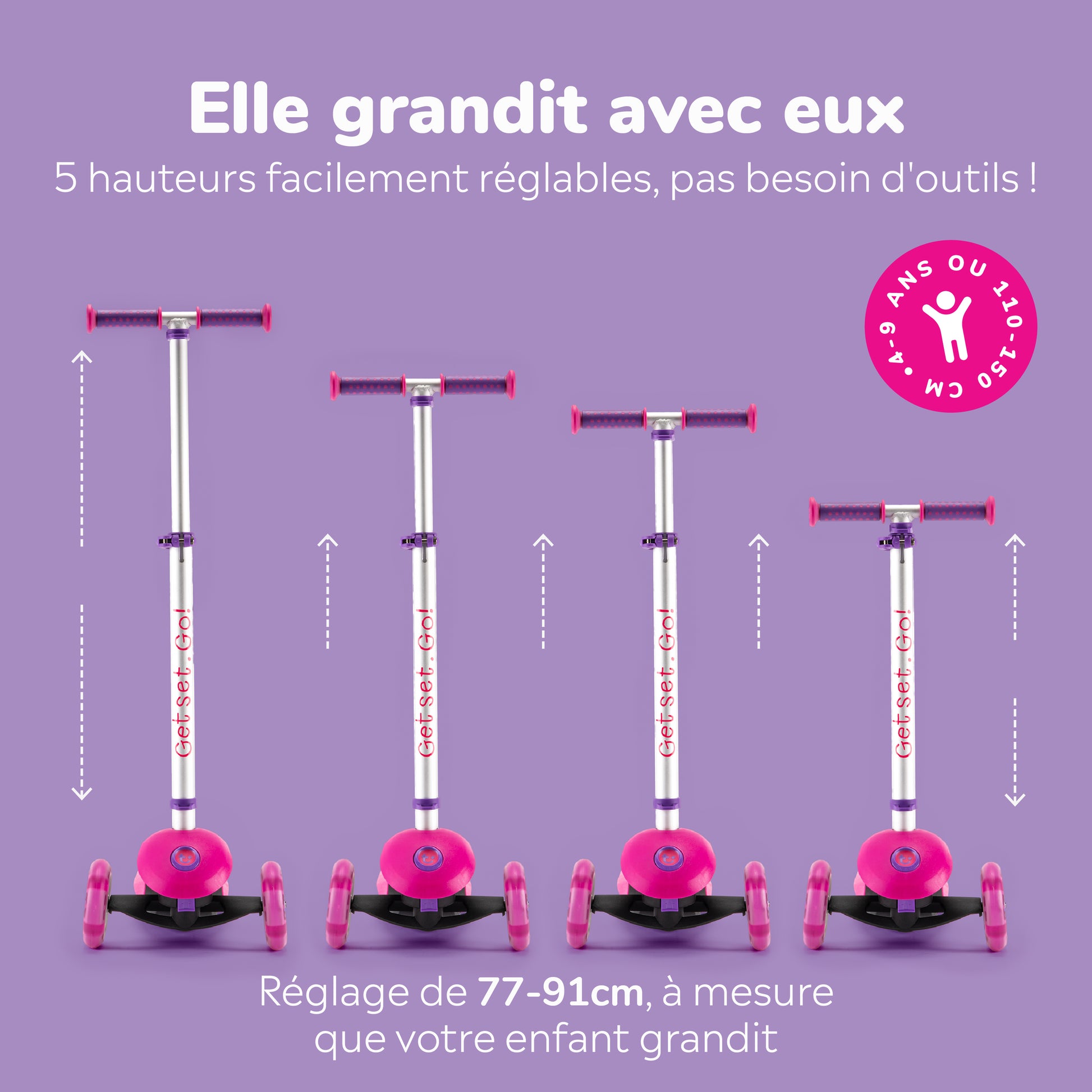 Trottinette 3 Roues Enfant ROSE OZE Trottinette 3 Roues Enfant ROSE OZE